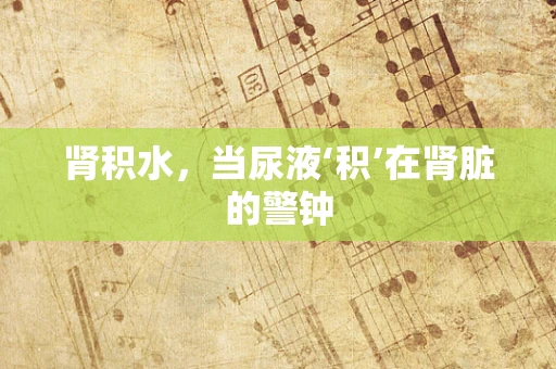 肾积水，当尿液‘积’在肾脏的警钟