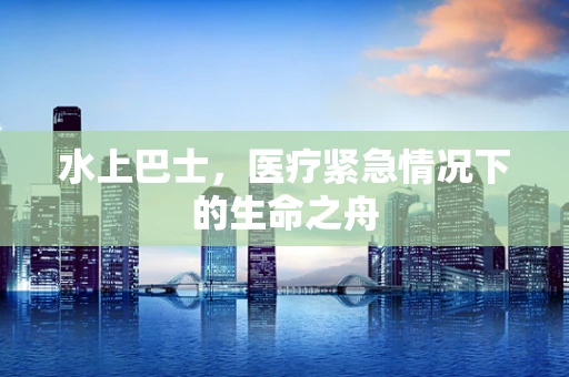 水上巴士，医疗紧急情况下的生命之舟