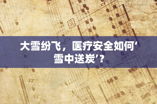 大雪纷飞，医疗安全如何‘雪中送炭’？