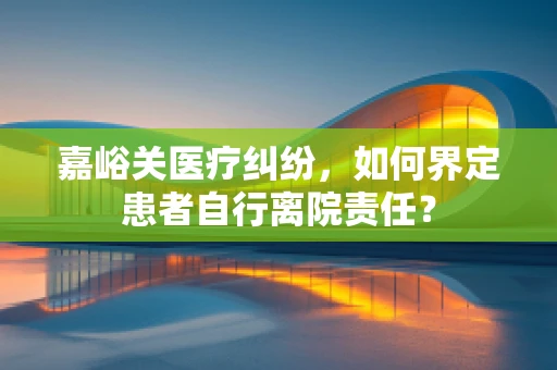 嘉峪关医疗纠纷，如何界定患者自行离院责任？