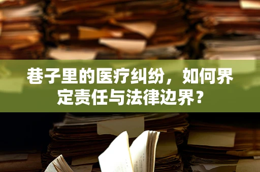巷子里的医疗纠纷，如何界定责任与法律边界？